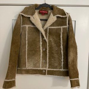 SUNDANCE Suede Shearling Bomber Jacket, S